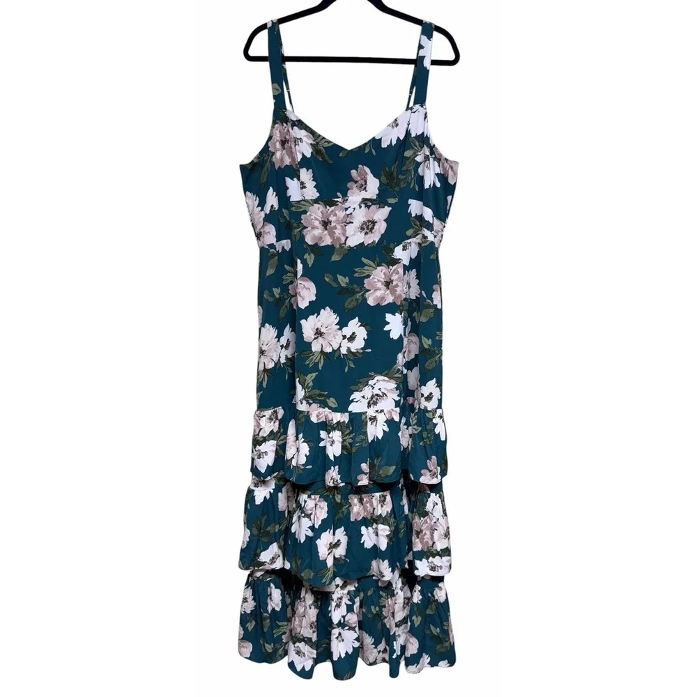 ABERCROMBIE & FITCH Drama Ruffle Tiered Maxi Dress Women's Size 2XL